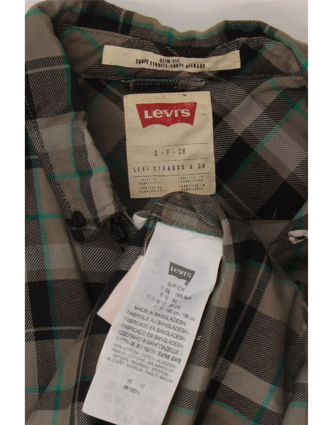 Camicia Levi's da uomo slim fit in flanella di cotone a quadri grigi piccoli