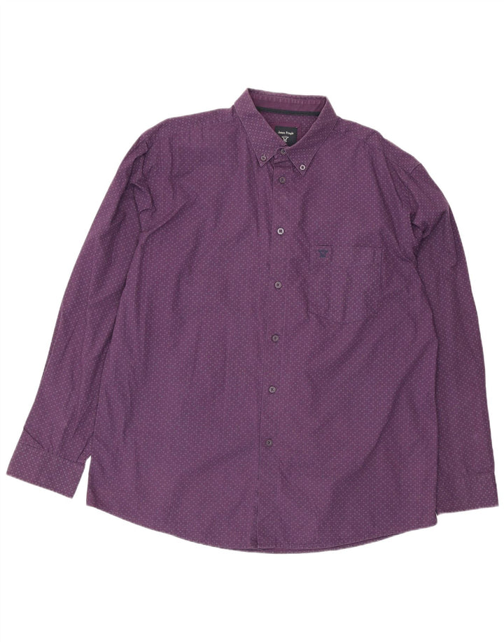 Camicia da uomo James Pringle Large in cotone geometrico viola
