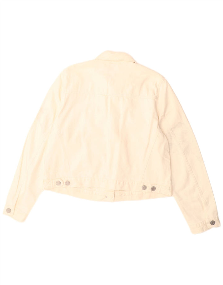 Giacca di jeans corta Marks & Spencer da donna UK 16 grande cotone bianco sporco