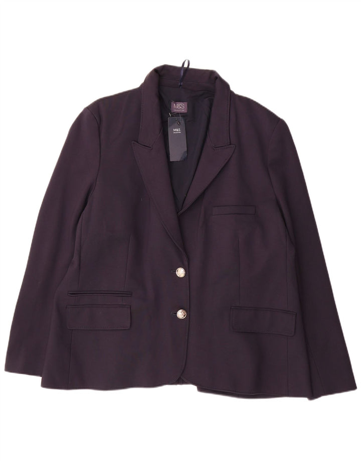 Giacca blazer a 2 bottoni Marks & Spencer da donna UK 22 3XL viscosa blu navy