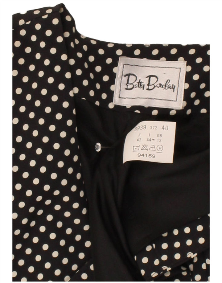 BETTY BARCLAY Womens Crop Blazer Jacket UK 12 Medium Black Polka Dot