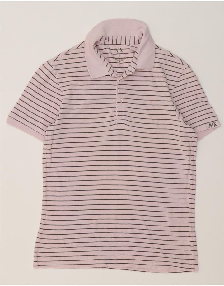 Polo da uomo Armani Exchange piccola in cotone a righe rosa