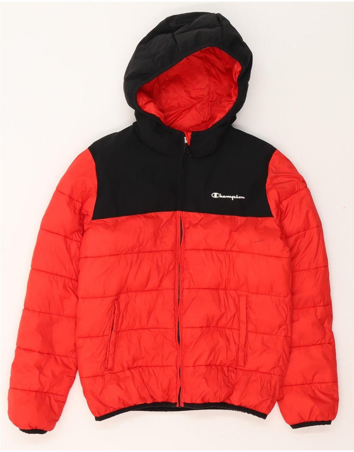 Giacca imbottita con cappuccio CHAMPION per ragazzi 11-12 anni Large Red Colourblock
