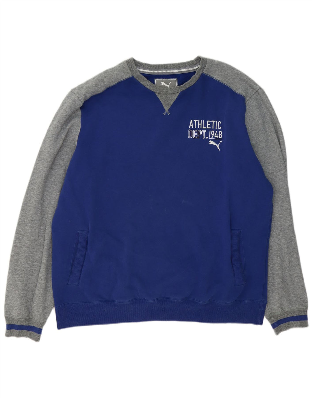 Felpa grafica da uomo Puma Jumper 2XL Blu Colourblock in cotone