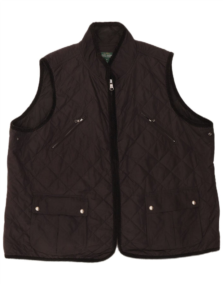 Gilet trapuntato da donna Ralph Lauren UK 22 3XL poliestere nero