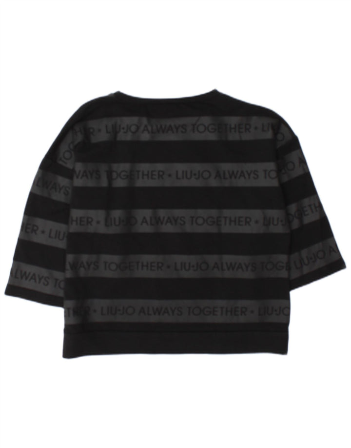 Felpa grafica da donna Liu Jo Jumper UK 16 Large Black Striped
