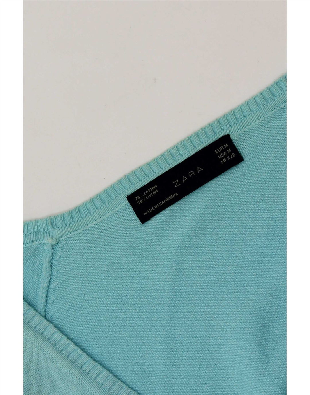Maglione cardigan da donna Zara UK 12 cotone blu medio