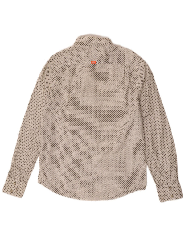 Camicia da uomo con colletto tagliato lavato Superdry XL cotone maculato bianco
