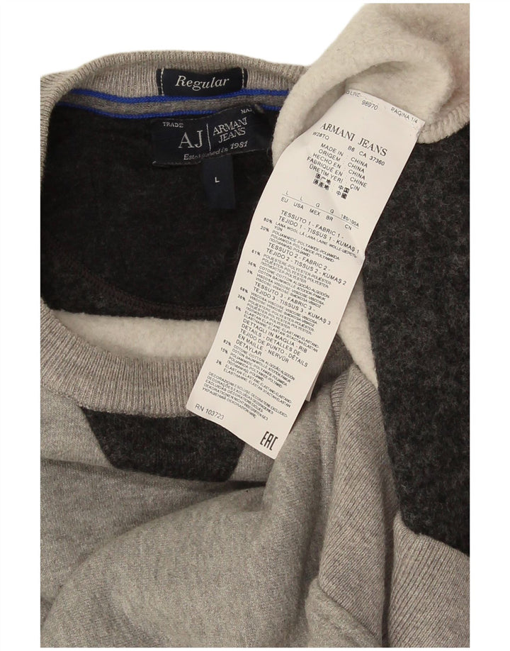 Armani Jeans Ragazzi Felpa Maglione 10-11 anni Large Grigio Colorblock