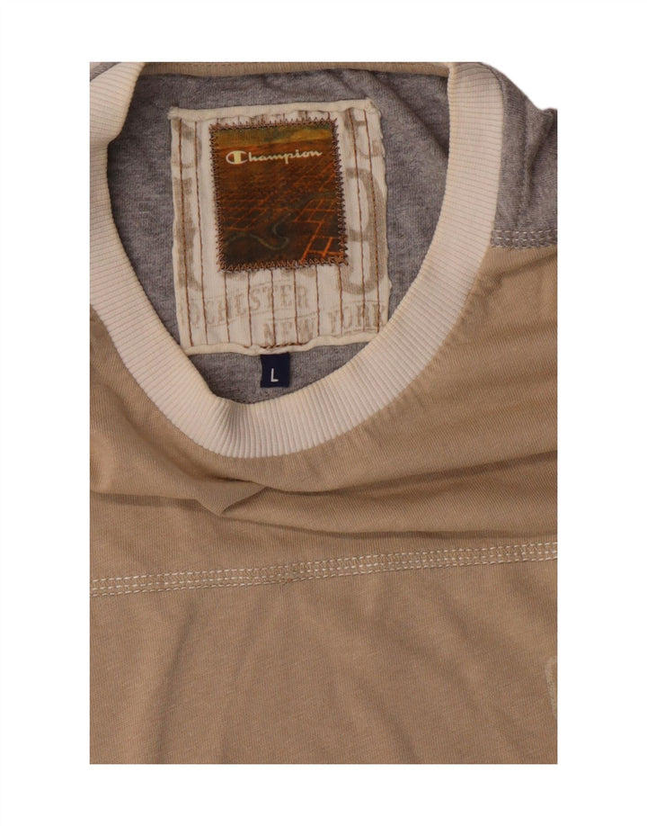 T-shirt grafica da uomo Champion Top Large Beige Colourblock