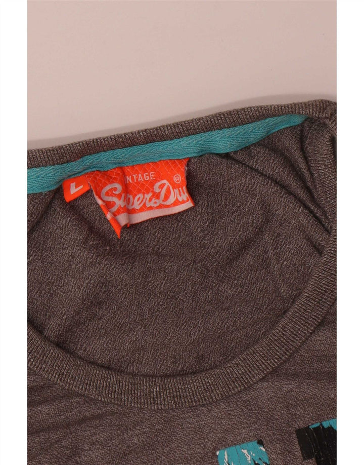 Superdry Canottiera grafica da uomo grande in cotone grigio