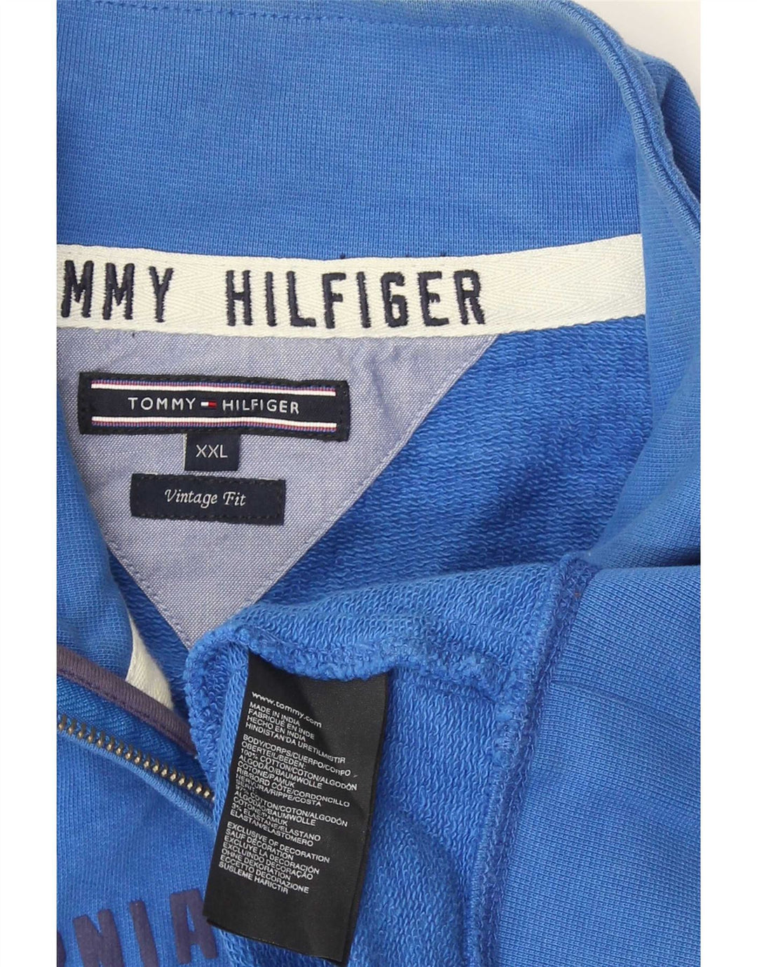 Giacca da ginnastica grafica da uomo Tommy Hilfiger 2XL in cotone blu