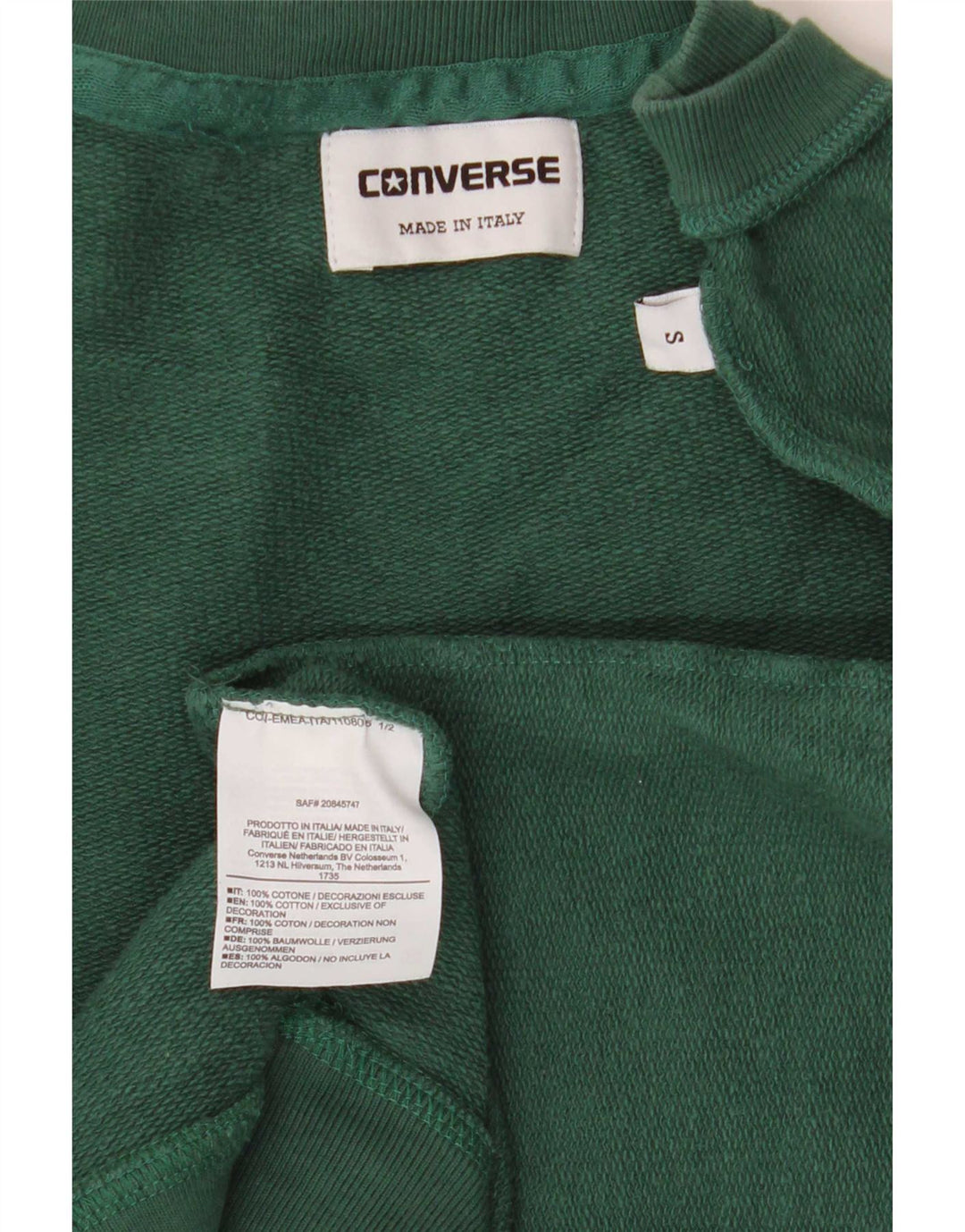 Converse Felpa Uomo Maglione Piccolo Cotone Verde