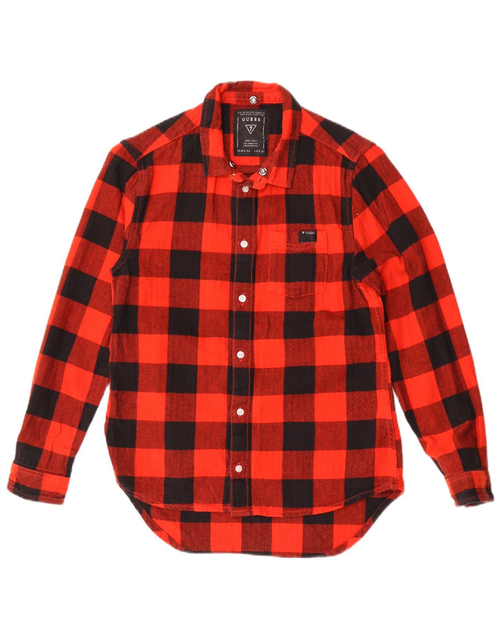Camicia Guess da ragazzo in flanella grafica 11-12 anni in cotone a quadri rossi