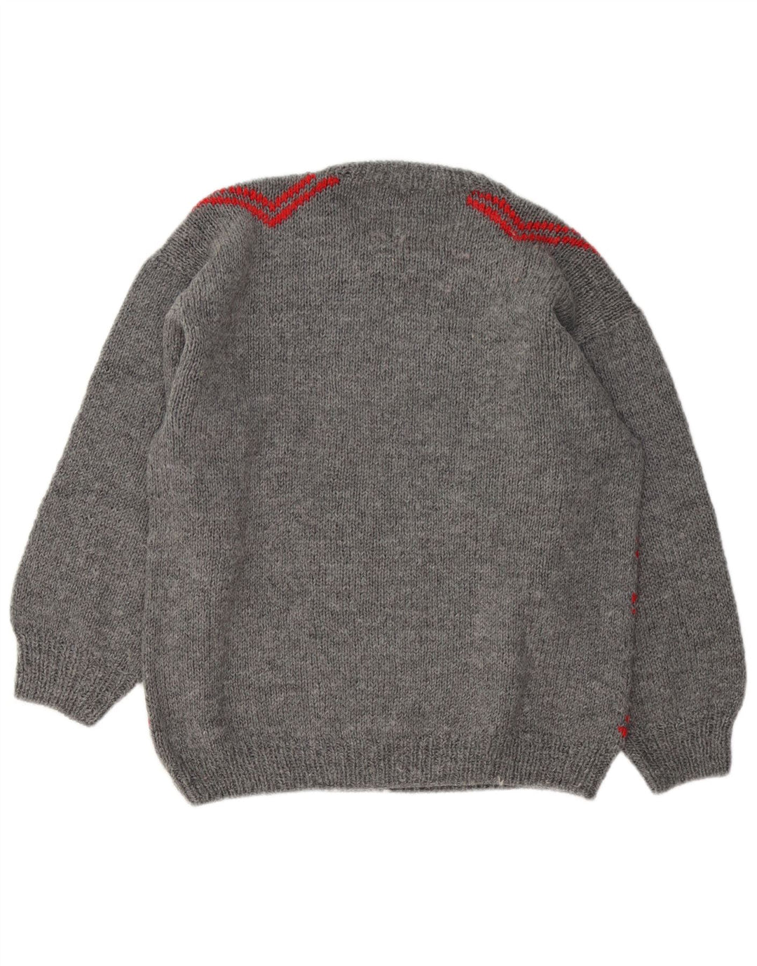 Maglione maglione girocollo da uomo vintage grande grigio geometrico