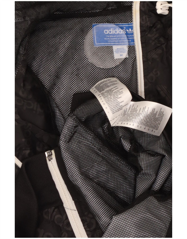 Giacca antipioggia ADIDAS da uomo con cappuccio grafico UK 38 medio nero poliammide