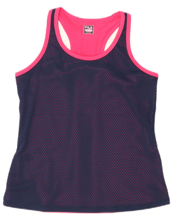 Canotta grafica da donna Fila UK 12 Poliestere color block medio blu navy