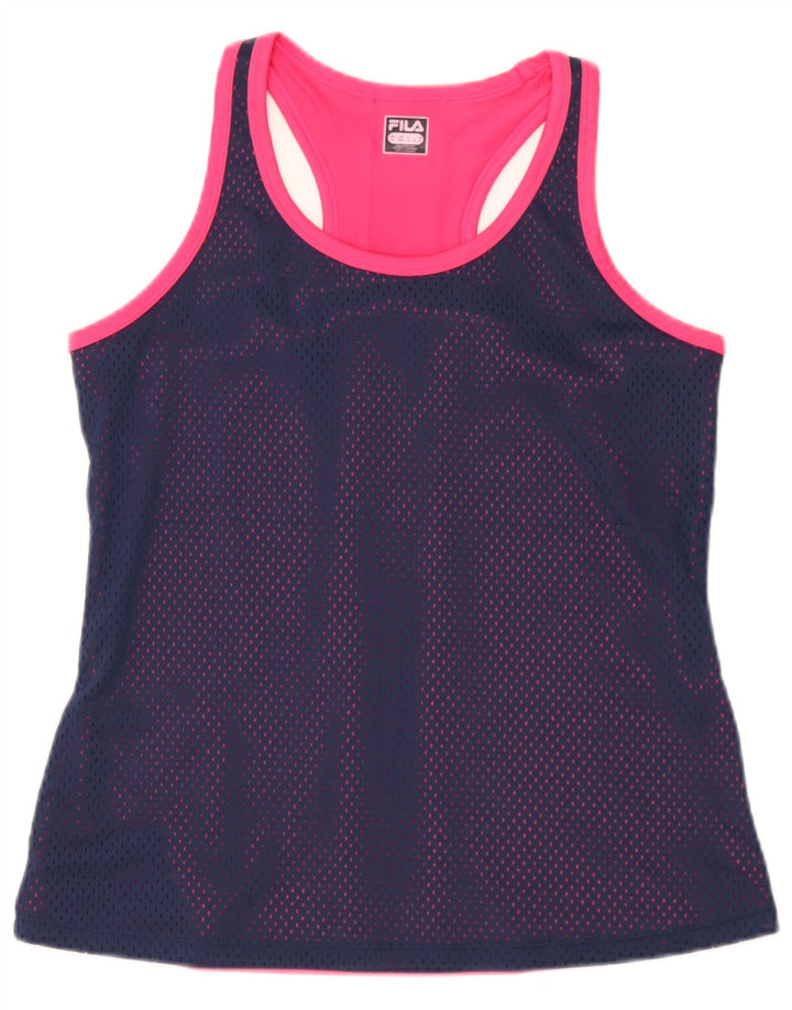 Canotta grafica da donna Fila UK 12 Poliestere color block medio blu navy