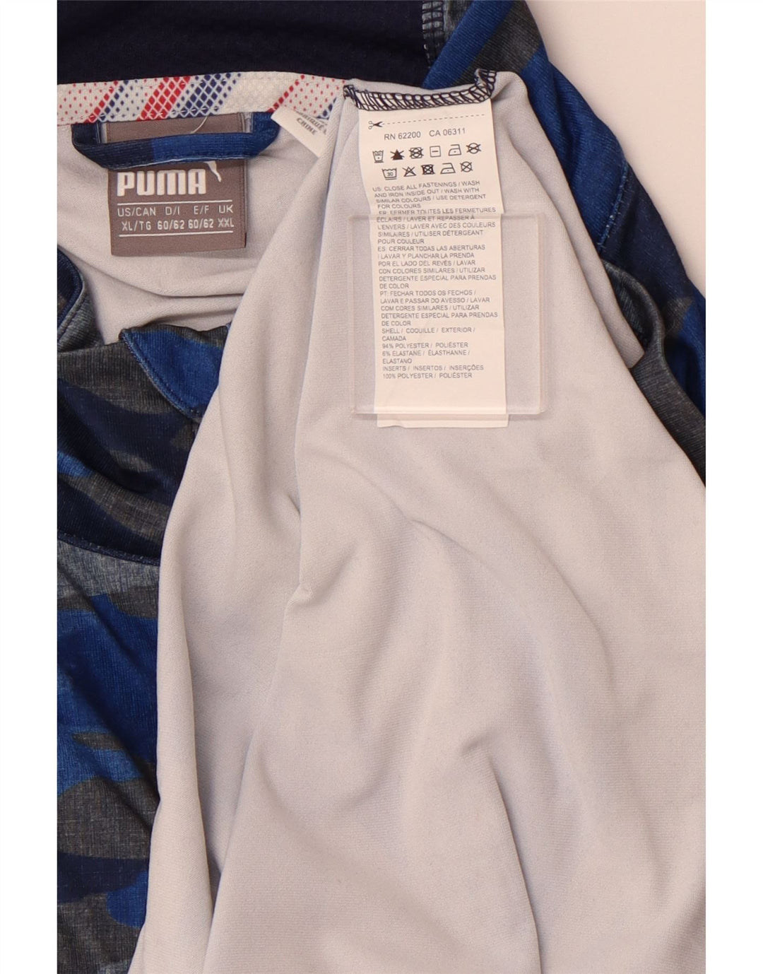 PUMA Maglia da uomo con zip e collo a maniche lunghe 2XL Poliestere mimetico blu