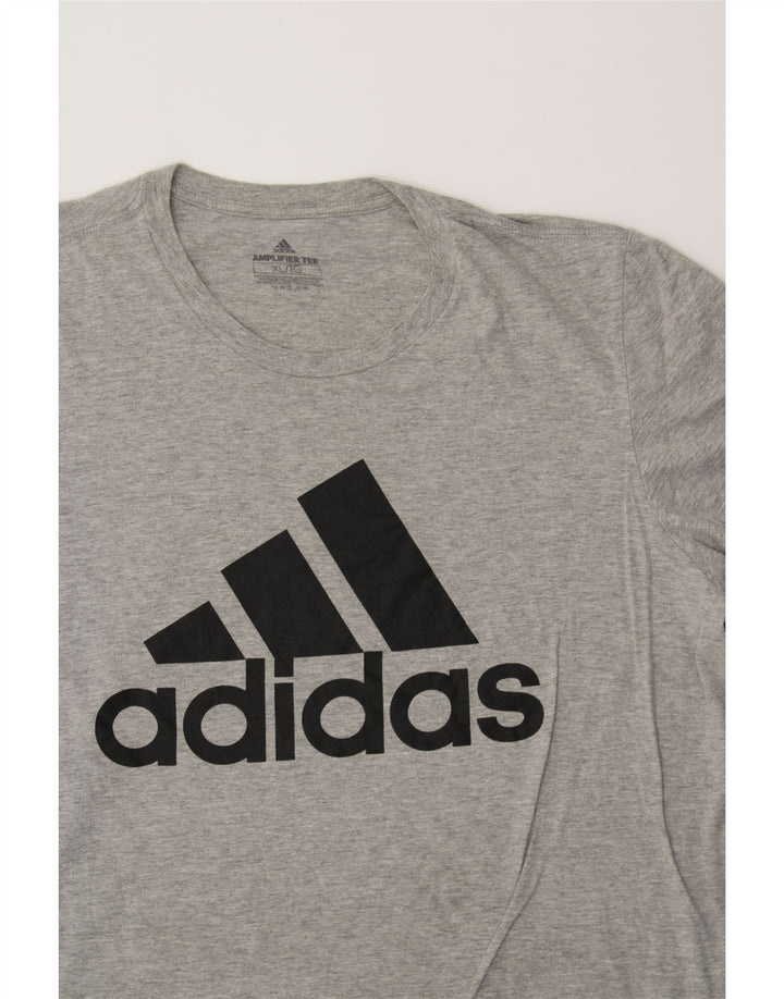 ADIDAS Mens Graphic T-Shirt Top XL Grey Vintage Adidas and Second-Hand Adidas from Messina Hembry 