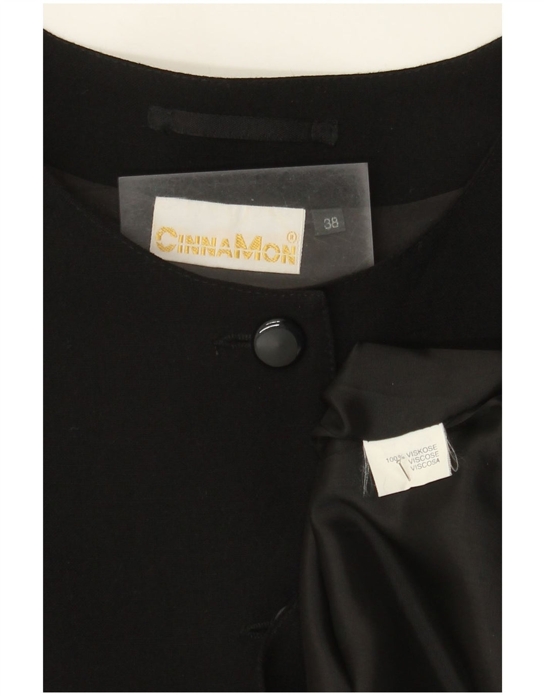 Giacca blazer da donna corta a 4 bottoni con maniche a 3/4 Cannella EU 38 media nera