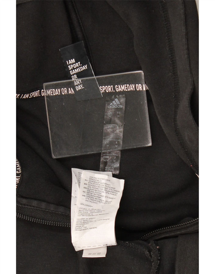 Maglione con cappuccio e zip grafica da uomo Adidas in cotone nero medio