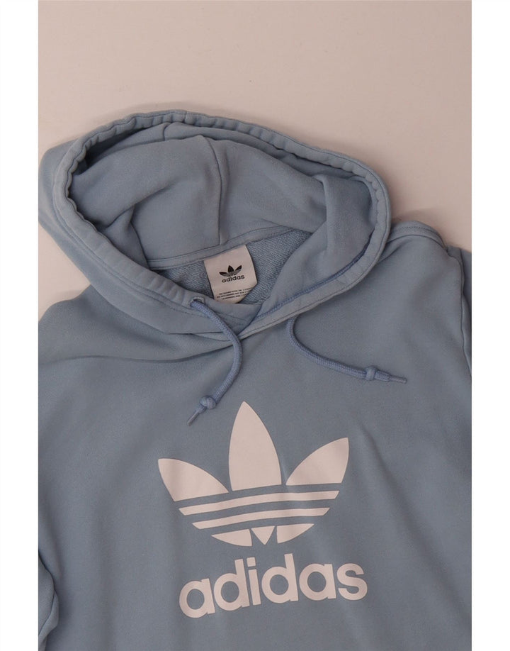 Maglione con cappuccio grafico da uomo ADIDAS in cotone blu medio