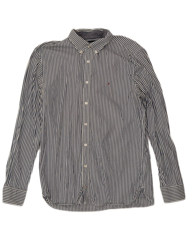 Camicia da uomo Tommy Hilfiger New York Fit Camicia media cotone gessato blu navy