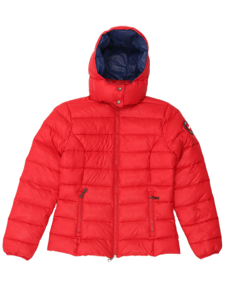 Giacca imbottita con cappuccio da donna Playlife UK 10 Small Rosso Poliammide