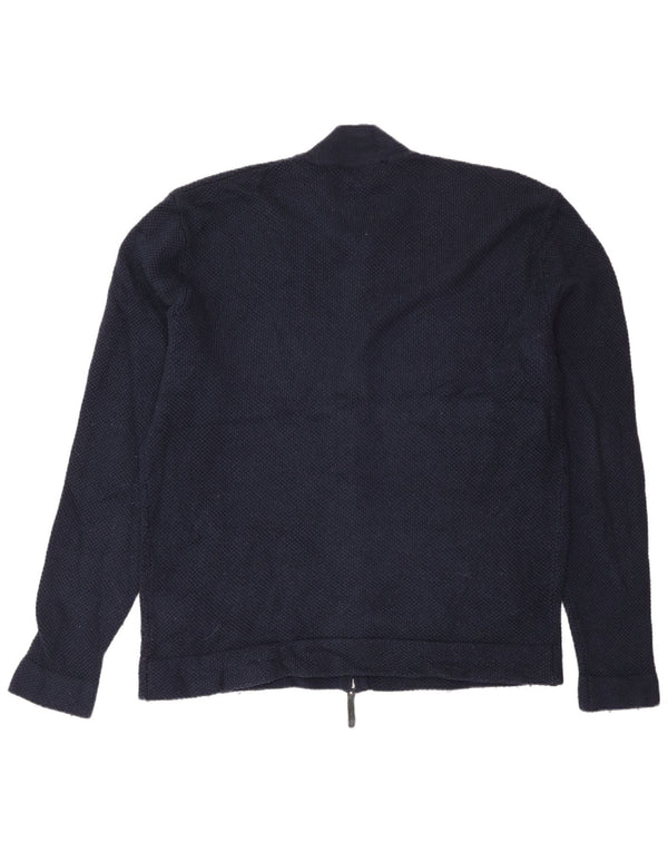 Maglione cardigan da uomo Jaeger 2XL blu navy in poliammide