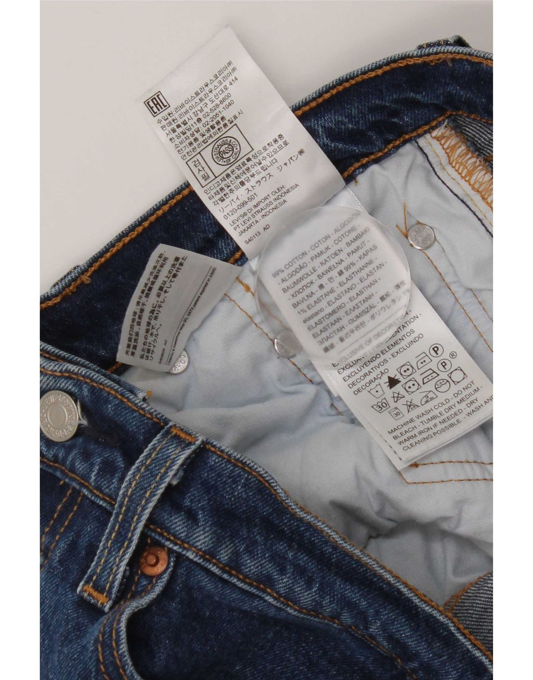 Pantaloncini di jeans Levi's 501 da donna W25 XS in cotone blu