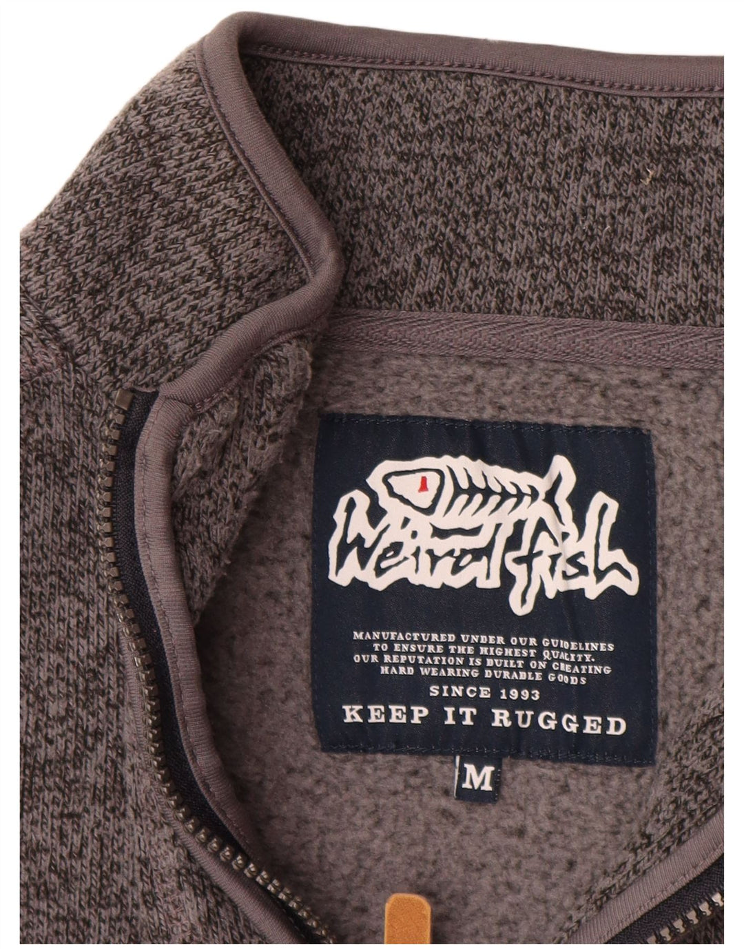 Felpa da uomo con collo con zip Weird Fish, poliestere grigio medio