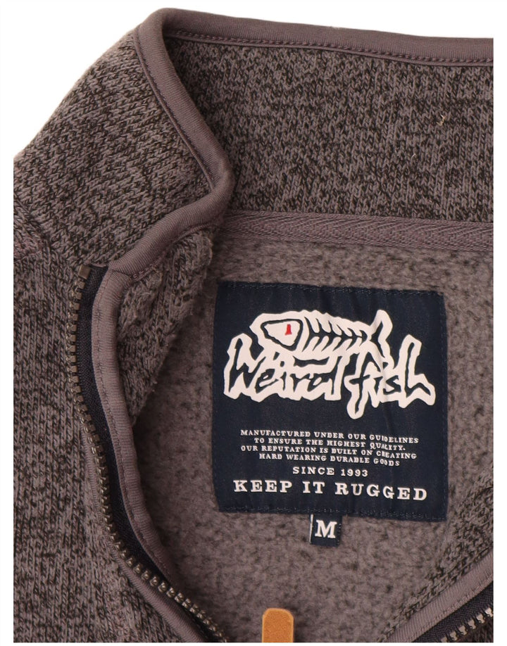 Felpa da uomo con collo con zip Weird Fish, poliestere grigio medio