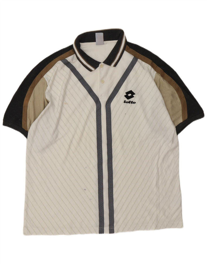 Polo da uomo LOTTO XL in poliestere color block bianco
