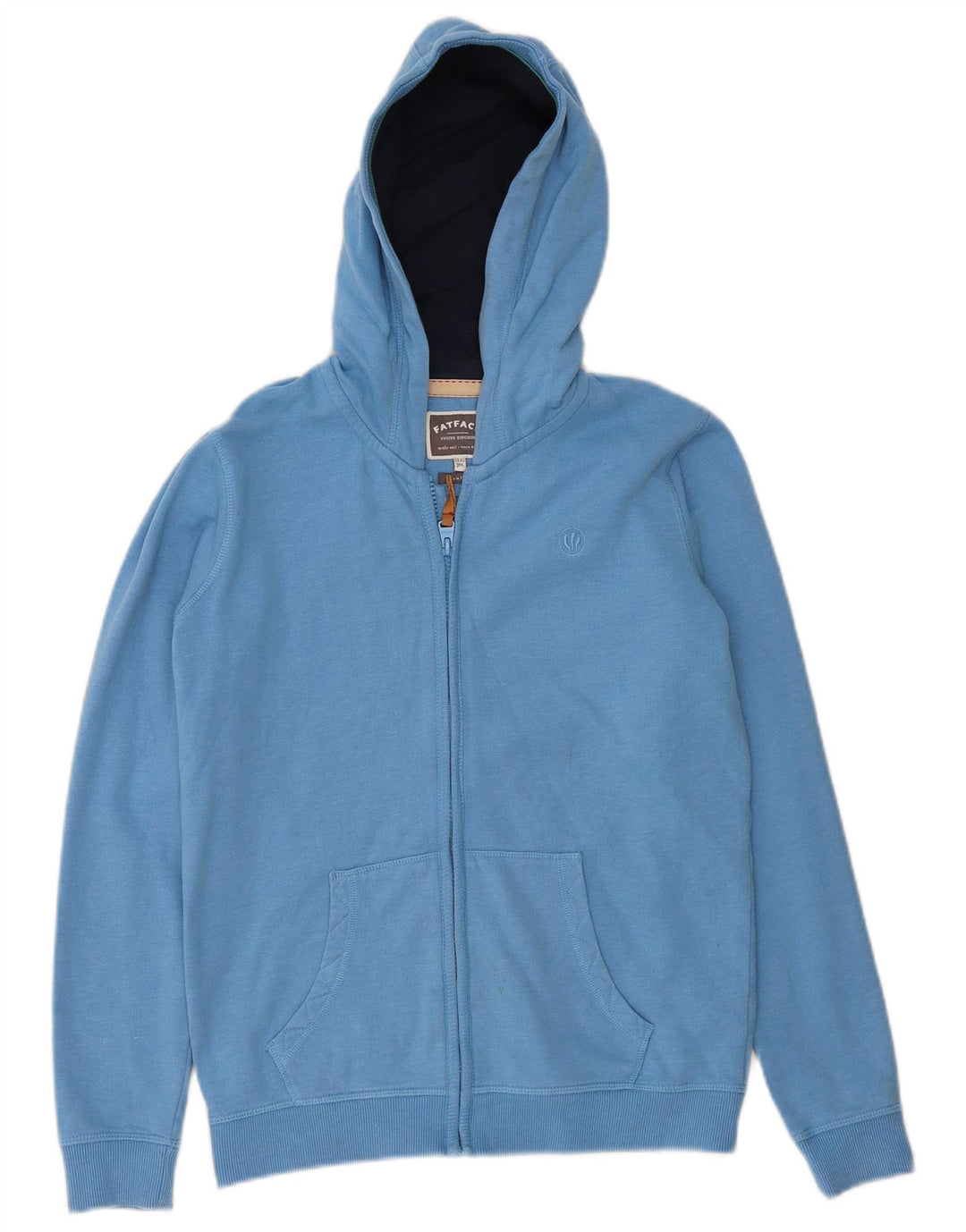 Maglione con cappuccio e zip grafica per ragazzi Fat Face 12-13 anni Blu