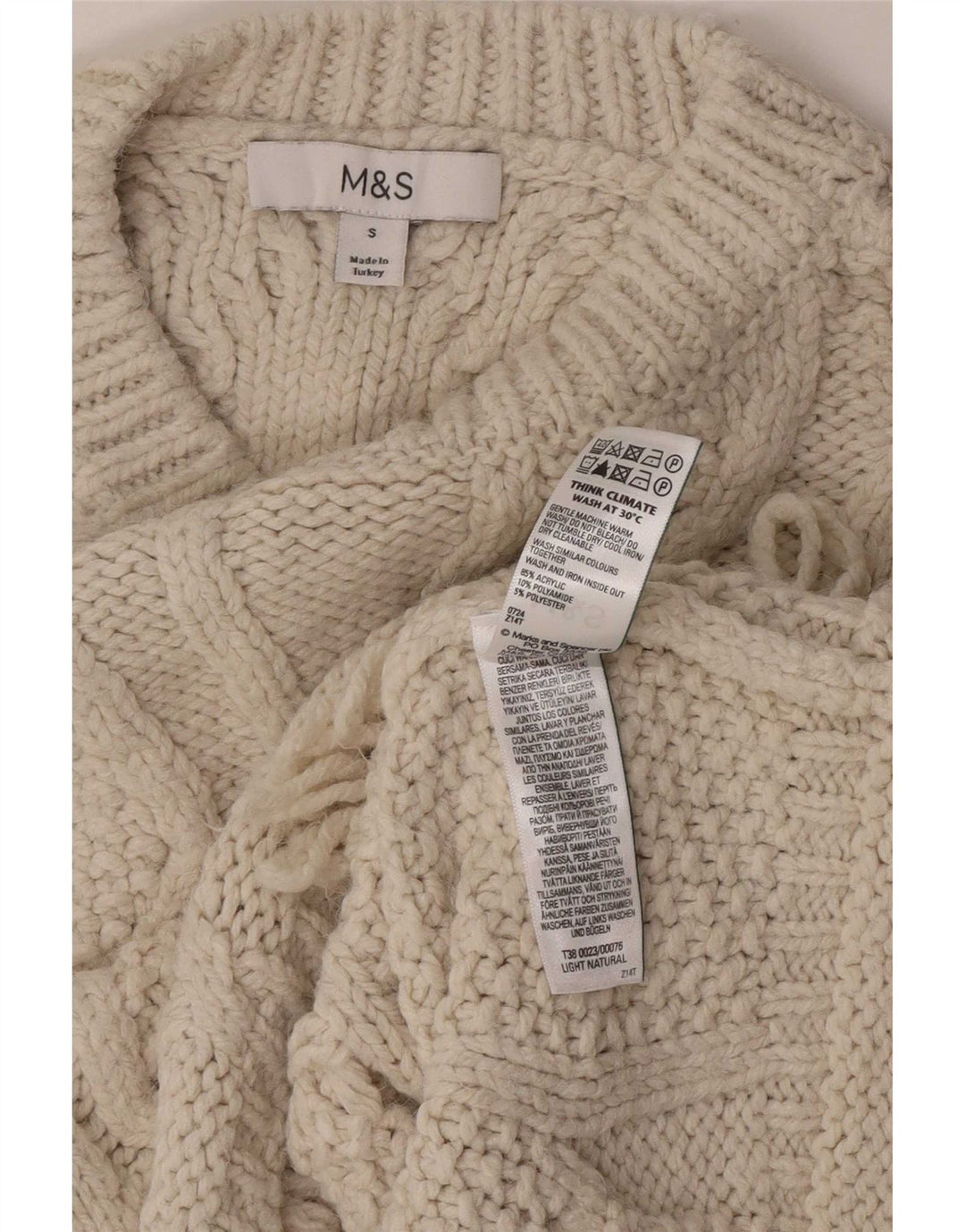 Maglione maglione oversize con scollo a barca da donna Marks & Spencer UK 10 piccolo Beige