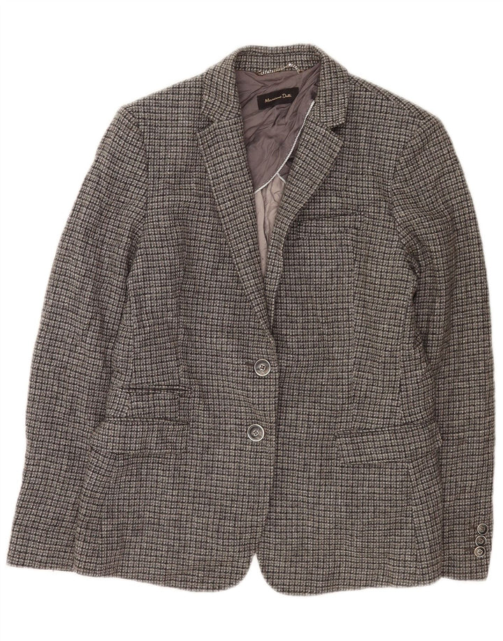 Giacca blazer da donna a 2 bottoni Massimo Dutti EU 42 grande viscosa a quadri grigia