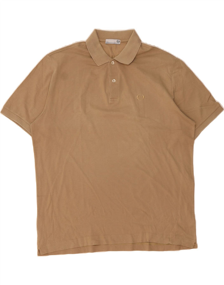 SERGIO TACCHINI Mens Polo Shirt IT 56 2XL Beige Vintage Sergio Tacchini and Second-Hand Sergio Tacchini from Messina Hembry 
