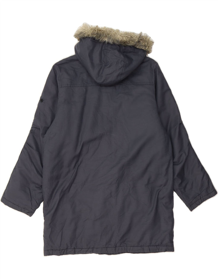 BENETTON Boys Hooded Padded Jacket 11-12 Years XL Navy Blue Polyester Vintage Benetton and Second-Hand Benetton from Messina Hembry 