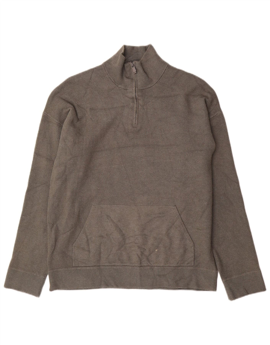 MASSIMO DUTTI Maglione da uomo con zip e collo XL in viscosa grigia