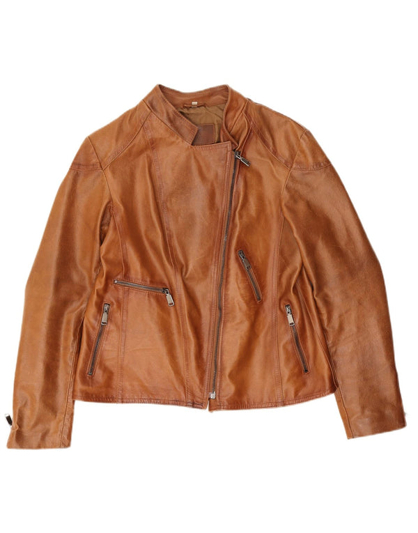 Giacca da motociclista in pelle da donna Bata UK 14 grande marrone
