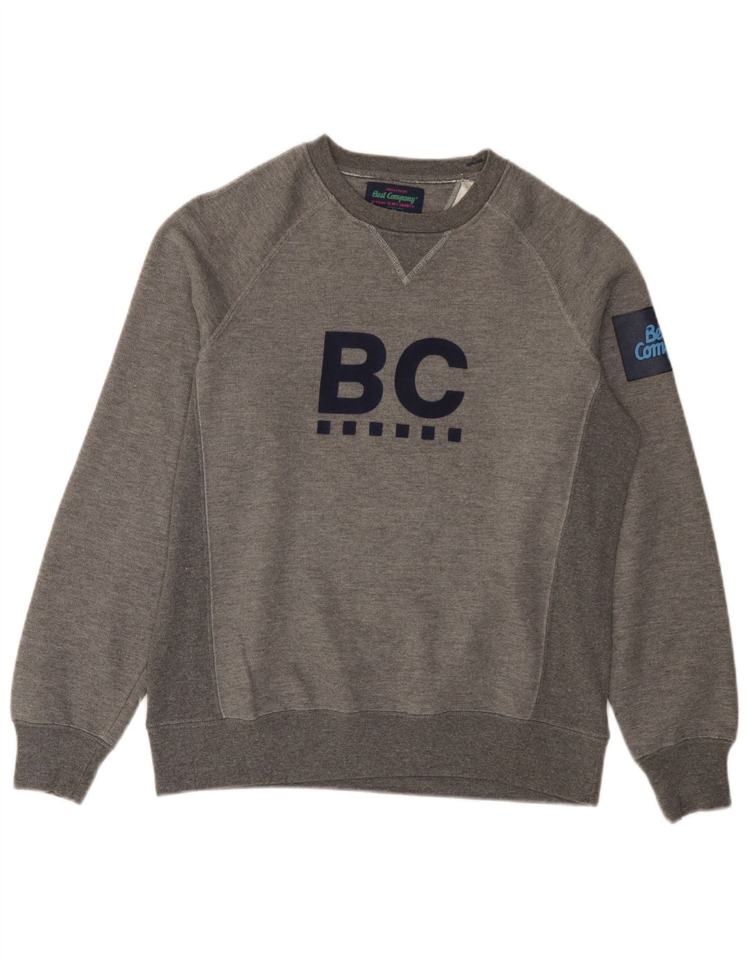 Best Company Felpa con grafica da uomo Maglione piccolo grigio screziato