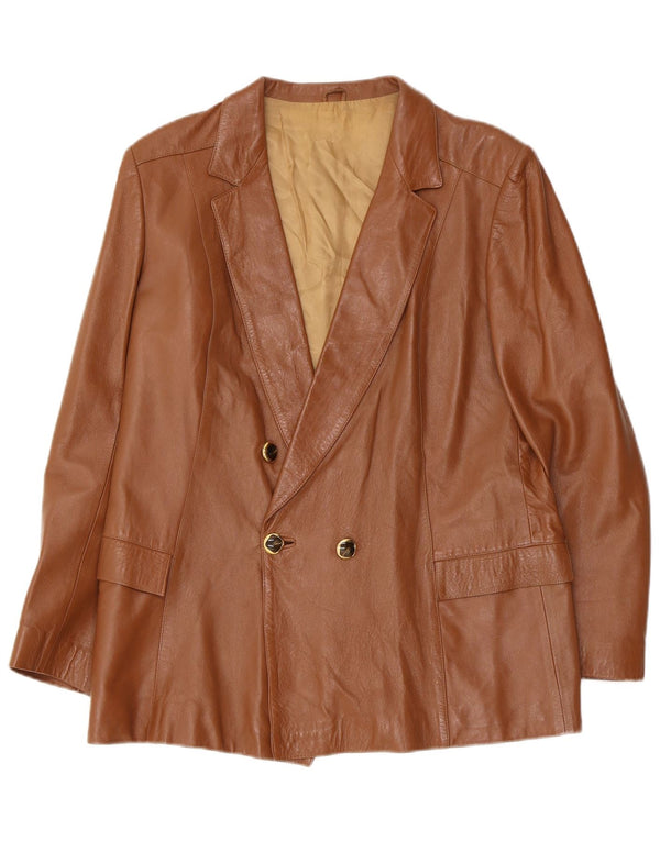 Giacca Blazer in Pelle Doppio Petto da Donna Anfor IT 44 Marrone Medio