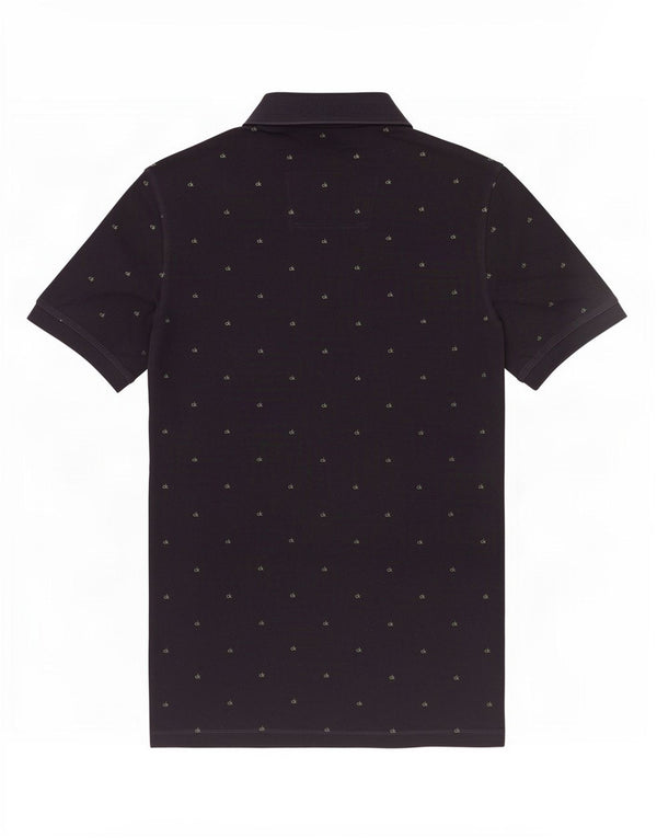 Polo grafica da uomo Calvin Klein Jeans media cotone maculato blu navy