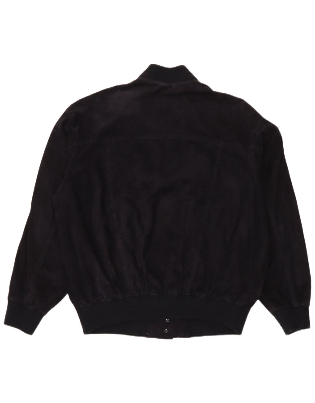 Giubbotto bomber vintage in pelle scamosciata da uomo IT 50 grande in pelle blu navy