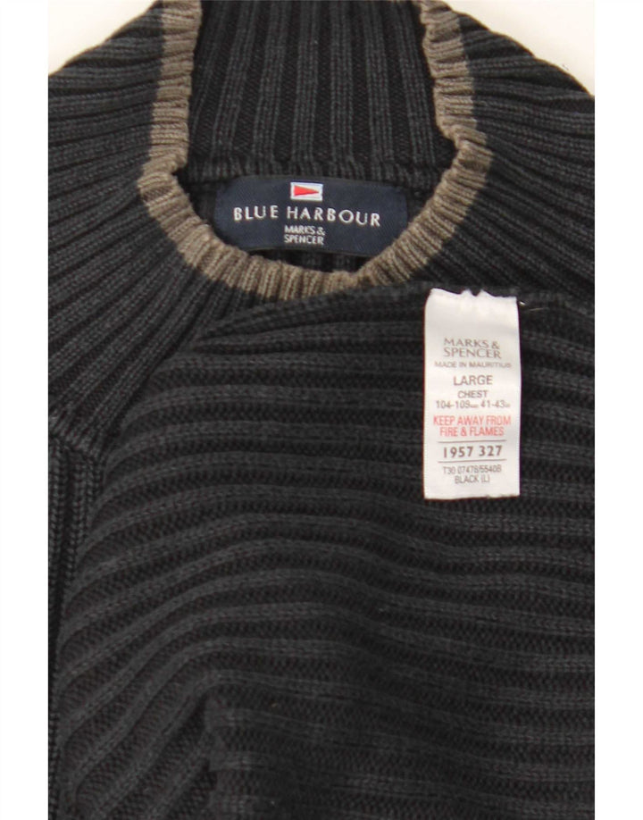 Maglione maglione girocollo da uomo Marks & Spencer blu Harbour grande blu scuro