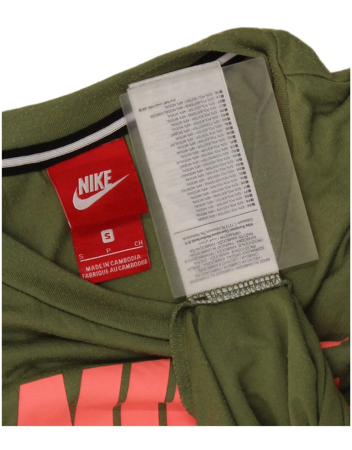 T-shirt grafica da donna Nike Top UK 10 piccola poliestere kaki