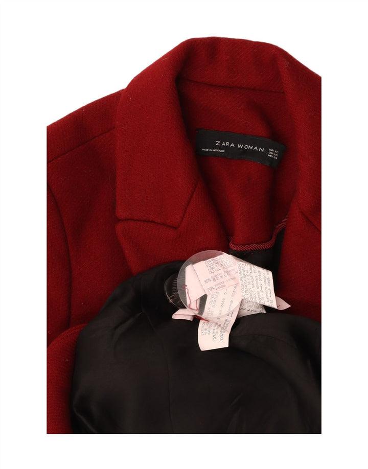 Cappotto ZARA Donna UK 6 XS Rosso Poliestere