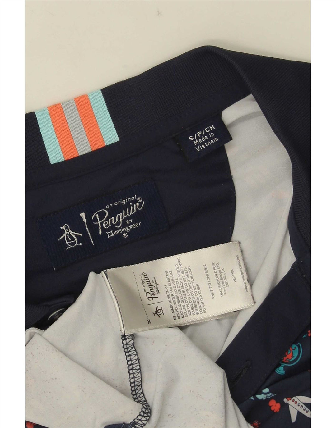 Polo grafica da uomo Penguin piccola in poliestere blu navy