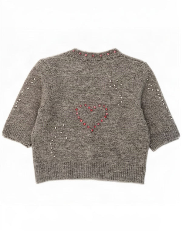 Maglione Bolero a maniche corte da donna Zara UK 12 Cuore chiazzato grigio medio